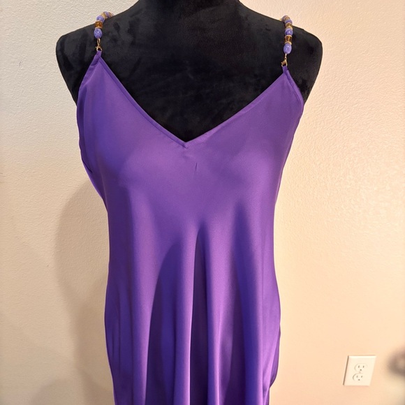 NWT Gianni Bini x DANNIJO Viv Satin Beaded Strap Maxi Slip Dress in Royal, Large - Picture 5 of 13